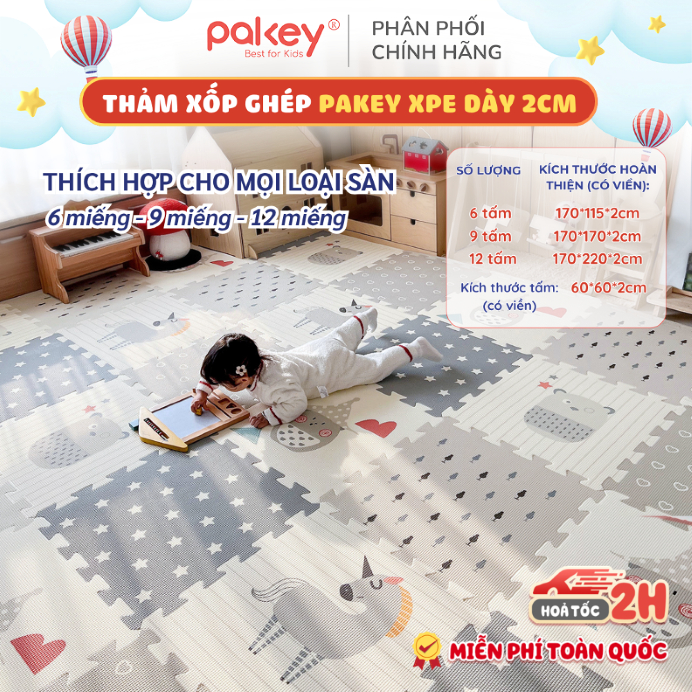 Thảm Ghép Cao Cấp Dày 2CM Có Thể Ghép 6-9-12 Miếng, Thảm Xốp XPE Tấm Ghép Vuông Tăng Kích Thước Dễ Dàng