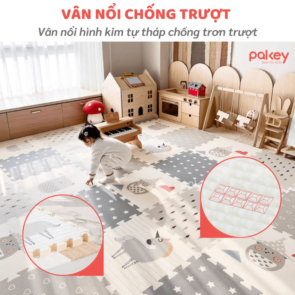 Thảm Ghép Cao Cấp Dày 2CM Có Thể Ghép 6-9-12 Miếng, Thảm Xốp XPE Tấm Ghép Vuông Tăng Kích Thước Dễ Dàng