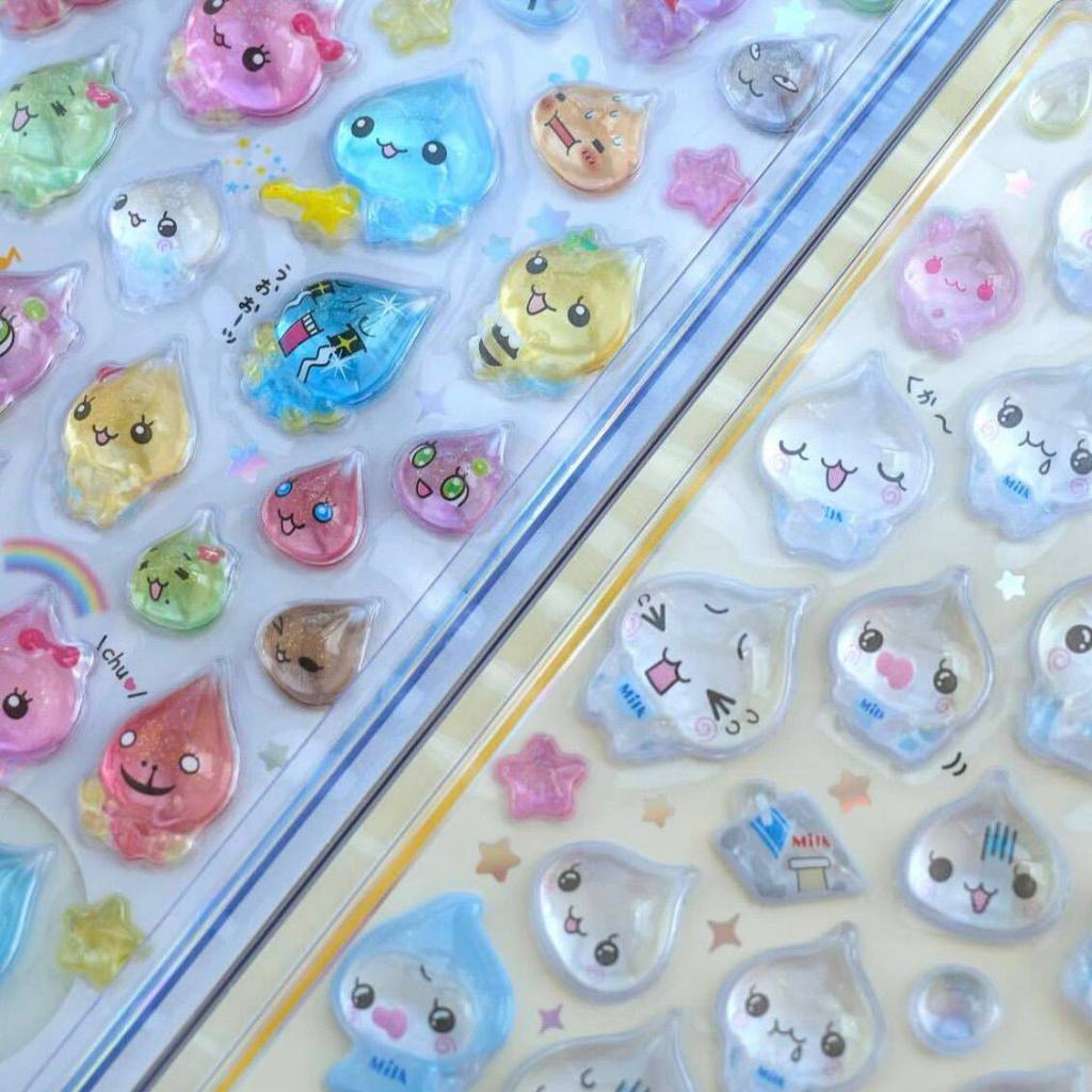 Sticker Pha Lê 3D Giọt Nước Y2K Ánh Nhũ Trong Suốt Chống Nước - Dán Trang Trí Điện Thoại, Sổ Tay, Laptop, Ốp Lưng DIY