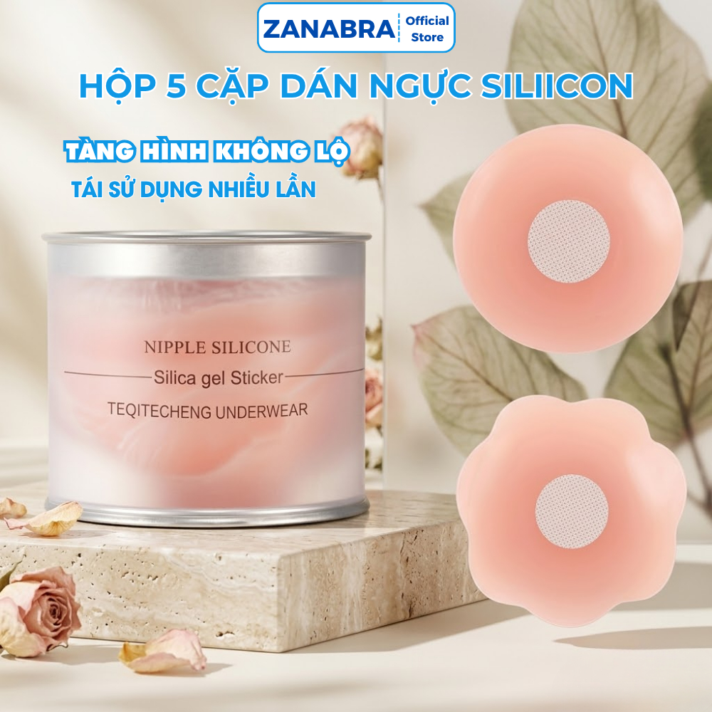 Hộp 5 Cặp Dán Ngực Siliicon, Miếng dán ngực silicone tàng hình cao cấp ZANABRA H02