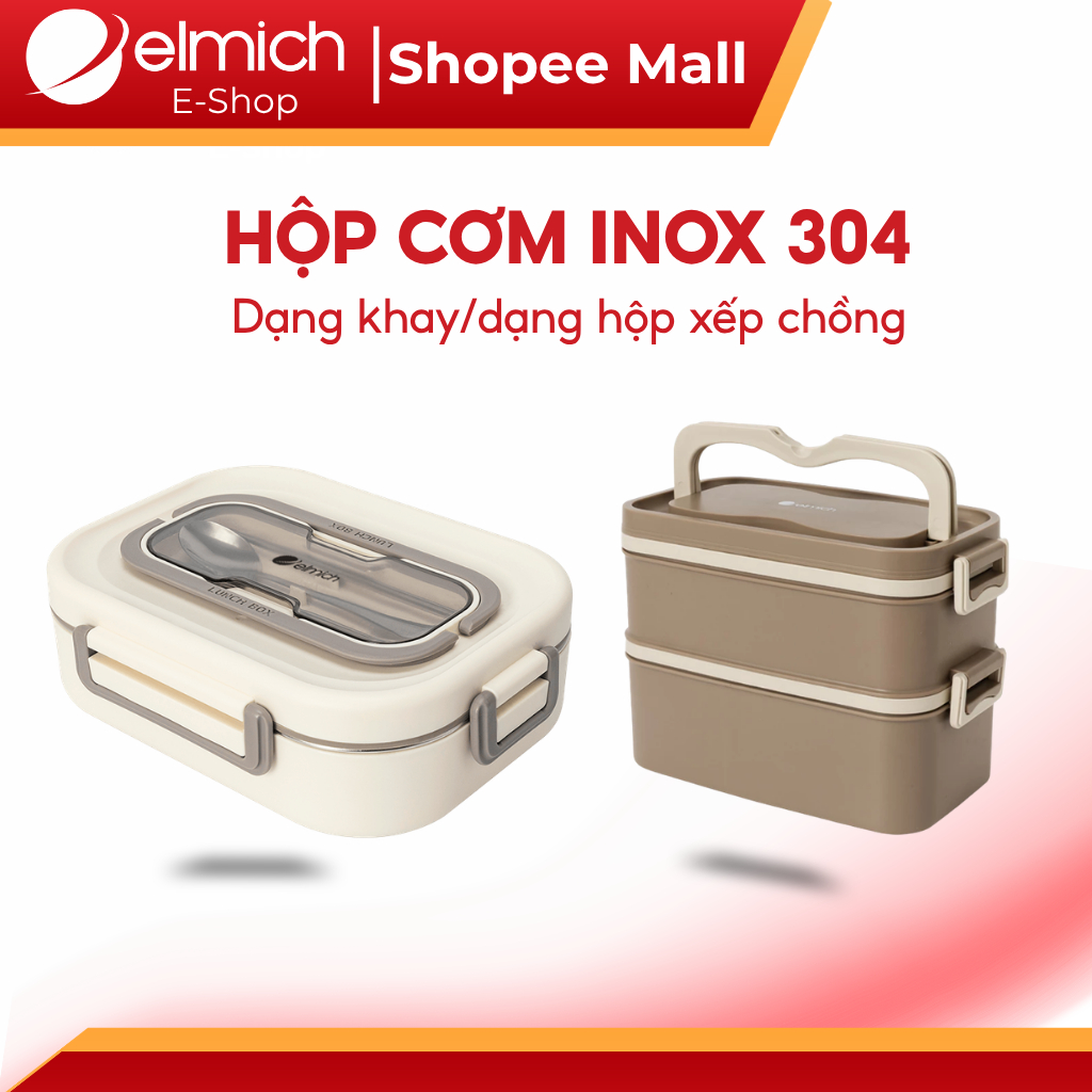 Hộp Cơm INOX 304 Elmich Dung Tích 1L - 2L | Hộp Đựng Cơm Văn Phòng Elmich Chính Hãng