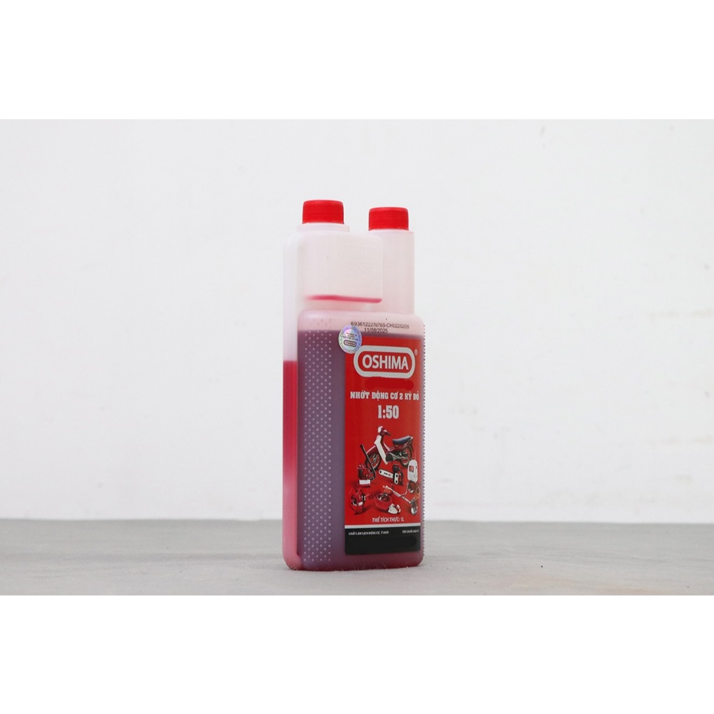 Dầu Nhớt Chai 1Lít OSHIMA Đỏ-Chính Hãng cho Động Cơ 2 thì Tiêu Chuẩn,Độ Nhờn Cao,Ít Khói