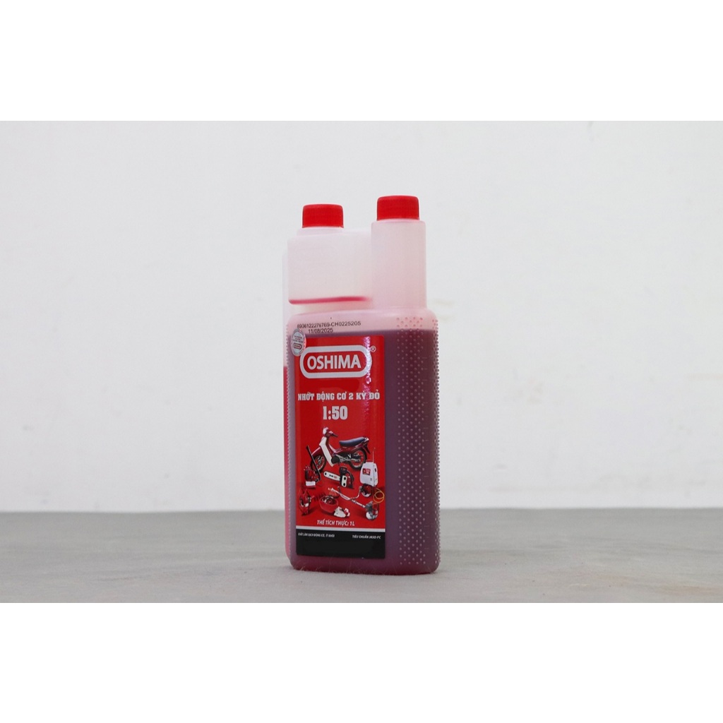 Dầu Nhớt Chai 1Lít OSHIMA Đỏ-Chính Hãng cho Động Cơ 2 thì Tiêu Chuẩn,Độ Nhờn Cao,Ít Khói