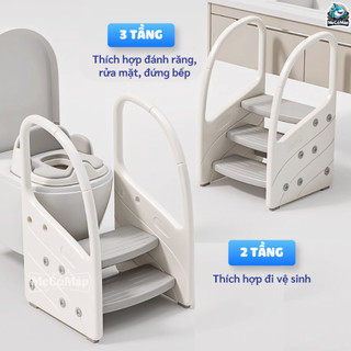 Thang Ghế Kê Chân Có Tay Cầm, Ghế Bậc Thang Cho Bé Đa Năng Giúp Bé Tự Sinh Hoạt Cá Nhân, Họa Tiết Chống Trượt An Toàn
