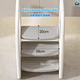Thang Ghế Kê Chân Có Tay Cầm, Ghế Bậc Thang Cho Bé Đa Năng Giúp Bé Tự Sinh Hoạt Cá Nhân, Họa Tiết Chống Trượt An Toàn