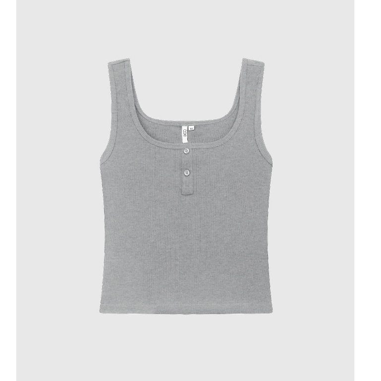 Áo Ba Lỗ BOO Cổ Vuông Phối Nẹp Cúc Form Ôm Dành Cho Nữ Chất Liệu Cotton Thoáng Mát