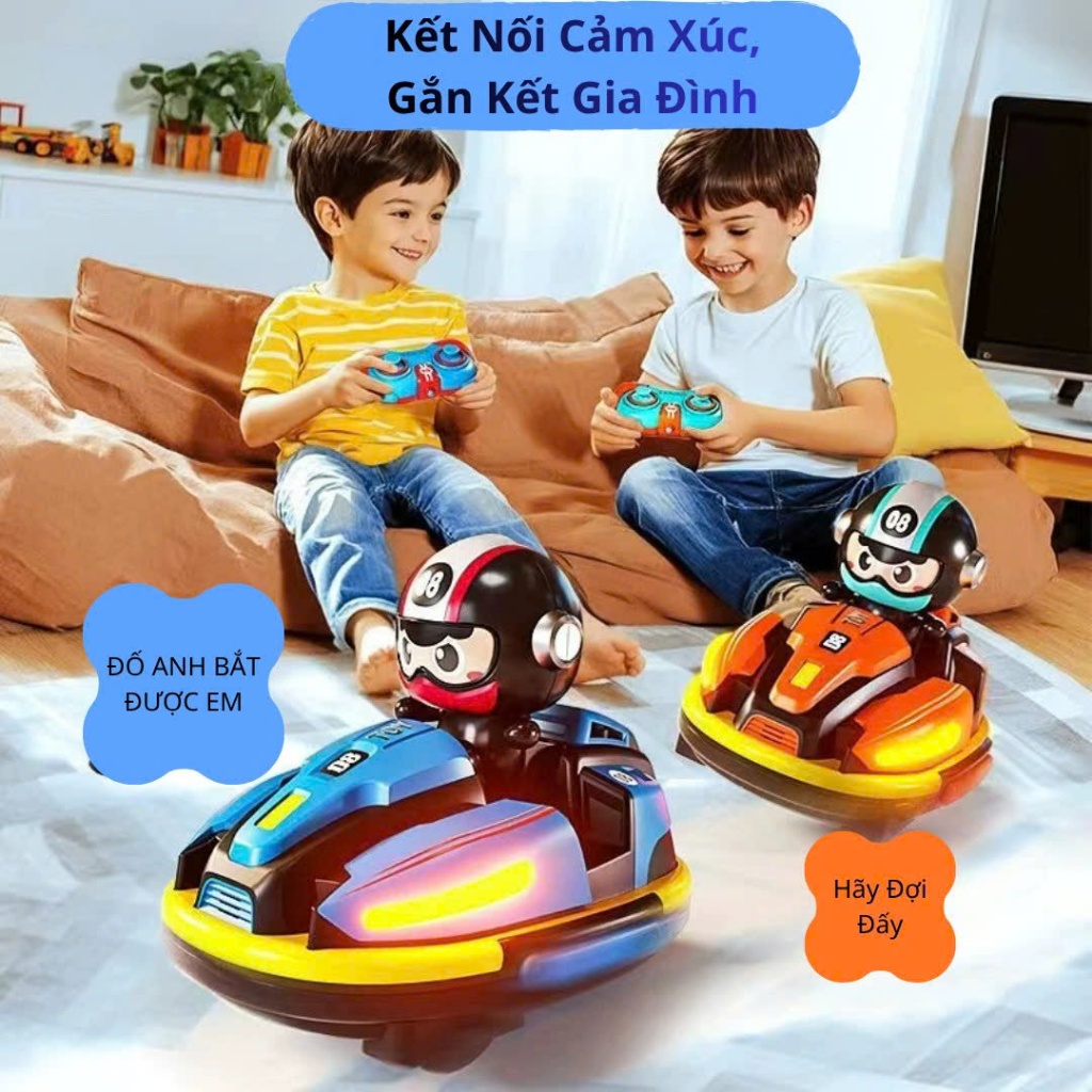 Bộ Đồ Chơi Xe Đụng Go Cart, Kèm Bộ Điều Khiển Từ Xa 2.4 Ghz, Bộ Đồ Chơi Nhóm Cho Các Bé Chơi Chung, Quà Tặng Hot Cho Bé