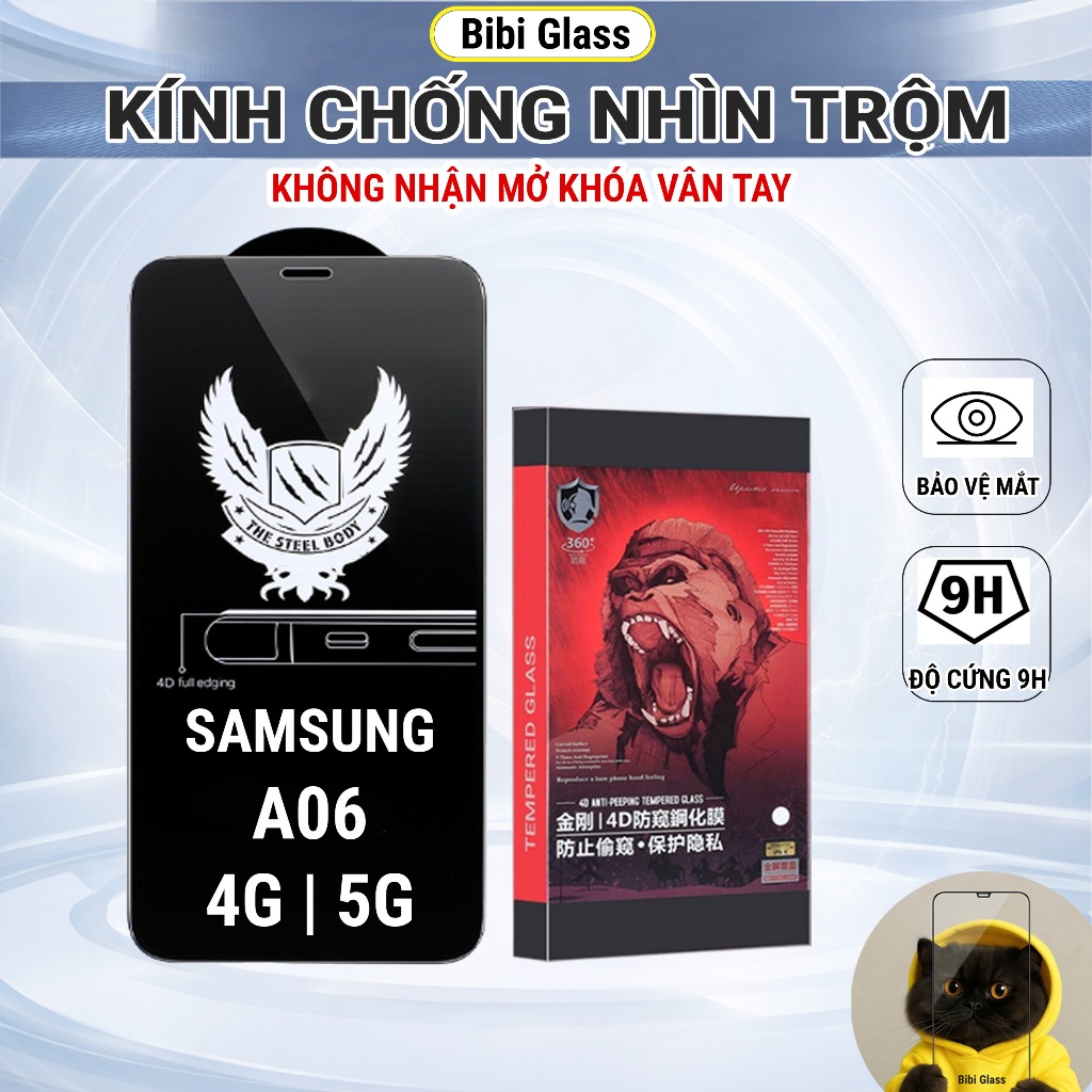 Kính cường lực Samsung A06 4G | 5G chống nhìn trộm full màn miếng dán bảo vệ màn hình điện thoại bibi