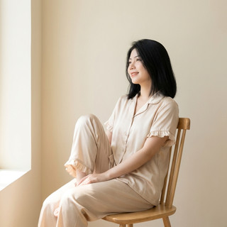 Bộ Đồ Ngủ Lụa Mềm Đen Nữ Tay Ngắn Viền Bèo Cao Cấp – Pyjama Mặc Nhà Sang Trọng [NP C07 CỘC DÀI]
