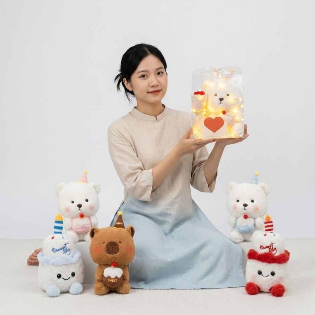 Gấu Bông Sinh Nhật  Bánh Kem,Lena,Capybara Mini Đáng Yêu Có Set Quà Tặng Sinh Nhật Cho Bé,Bạn Gái