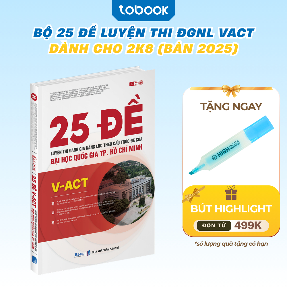 Bìa sách Bộ 25 Đề Minh Hoạ Luyện Thi Đánh Giá Năng Lực VACT Đại Học Quốc Gia HCM