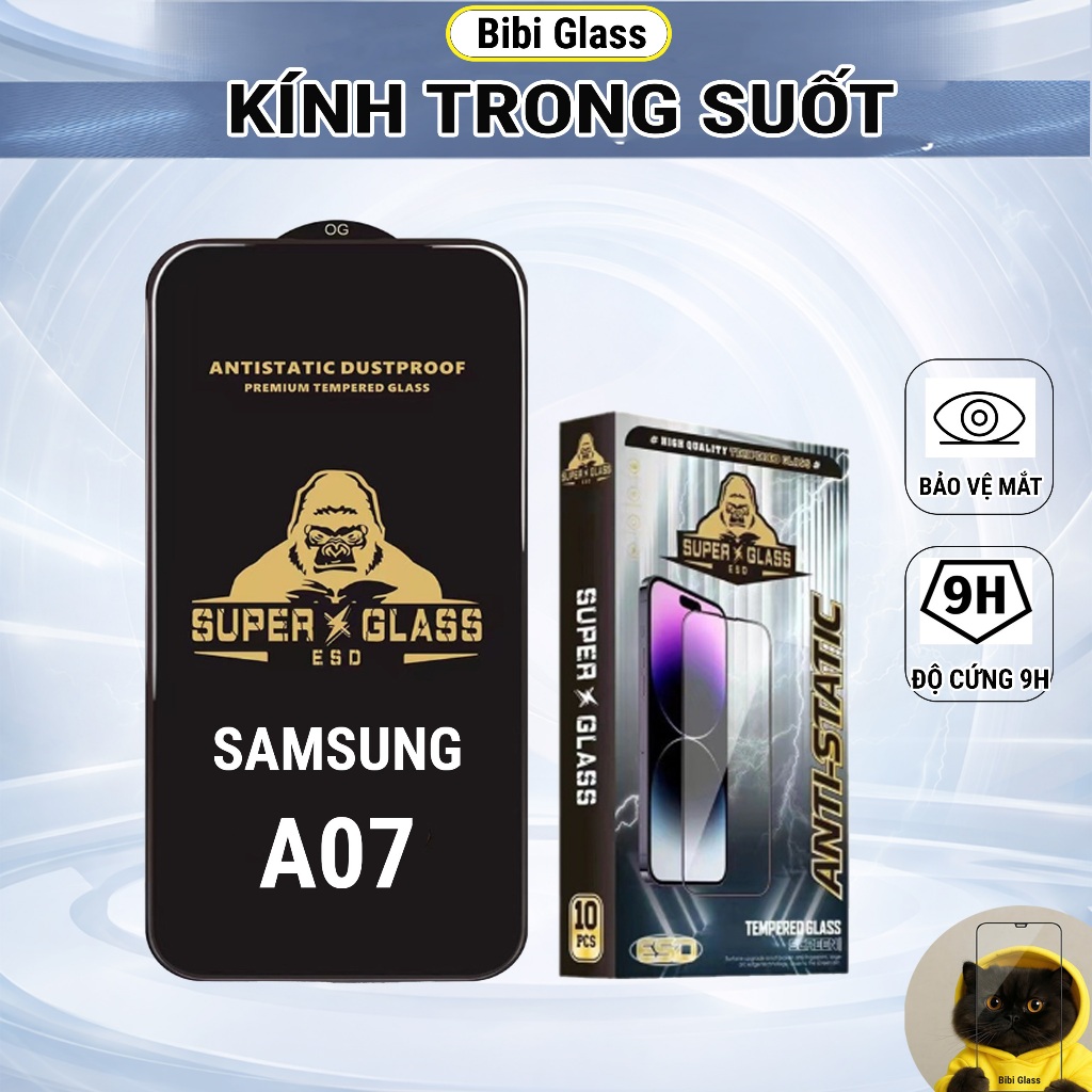 Kính cường lực Samsung A07 trong suốt full màn miếng dán bảo vệ màn hình điện thoại sharkcase