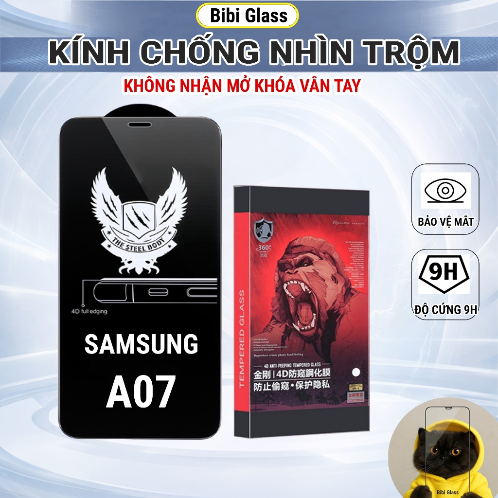 Kính cường lực Samsung A07 chống nhìn trộm full màn miếng dán bảo vệ màn hình đt ss sharkcase