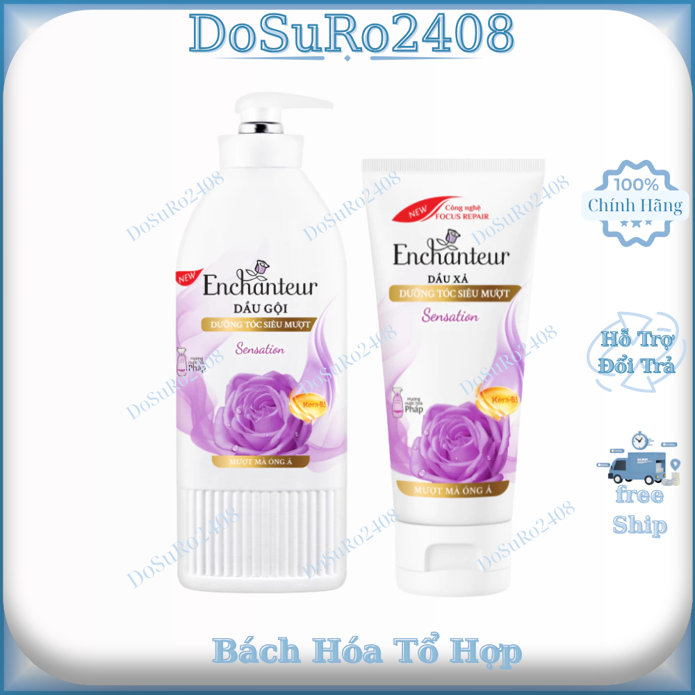 Dầu gội và Dầu xả dưỡng tóc siêu mượt Enchanteur Charming/Sensation Keratin 650g/335g