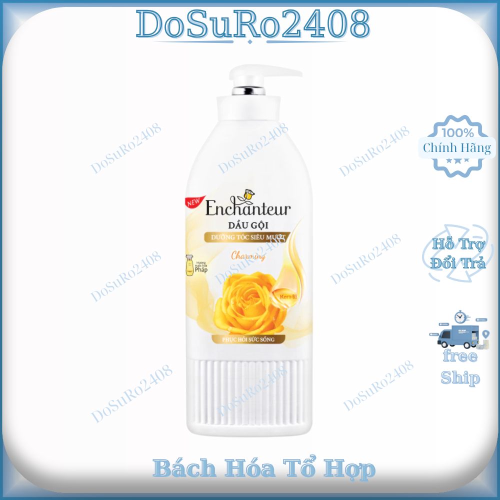 Dầu gội và Dầu xả dưỡng tóc siêu mượt Enchanteur Charming/Sensation Keratin 650g/335g