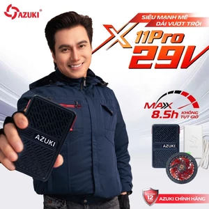 Áo Điều Hòa Chính Hãng AZUKI X11 Pro 29V - Siêu Quạt 7800 Vòng/Phút, Chạy MAX 8.5H Không Tụt Gió, Vải Coolmax Chống UV 9