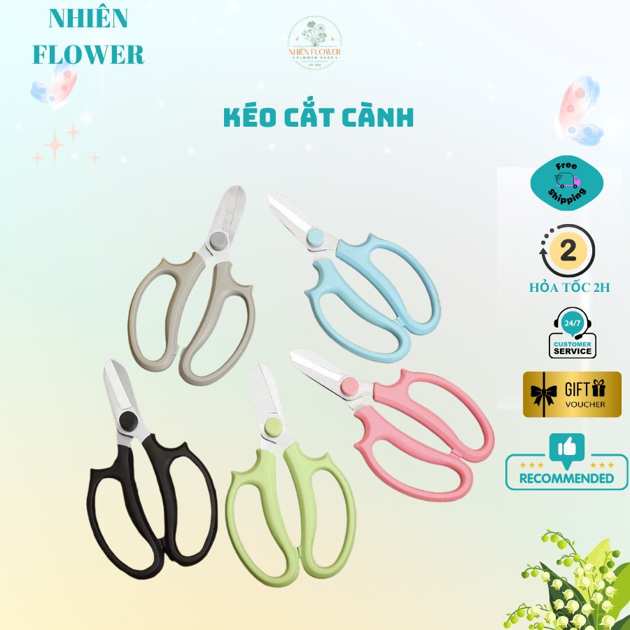 Kéo cắt Cành, Cắt Kẽm Nhung, Thép Không Gỉ- Đặc biết cắt băng keo không bị dính - Hàng cao cấp