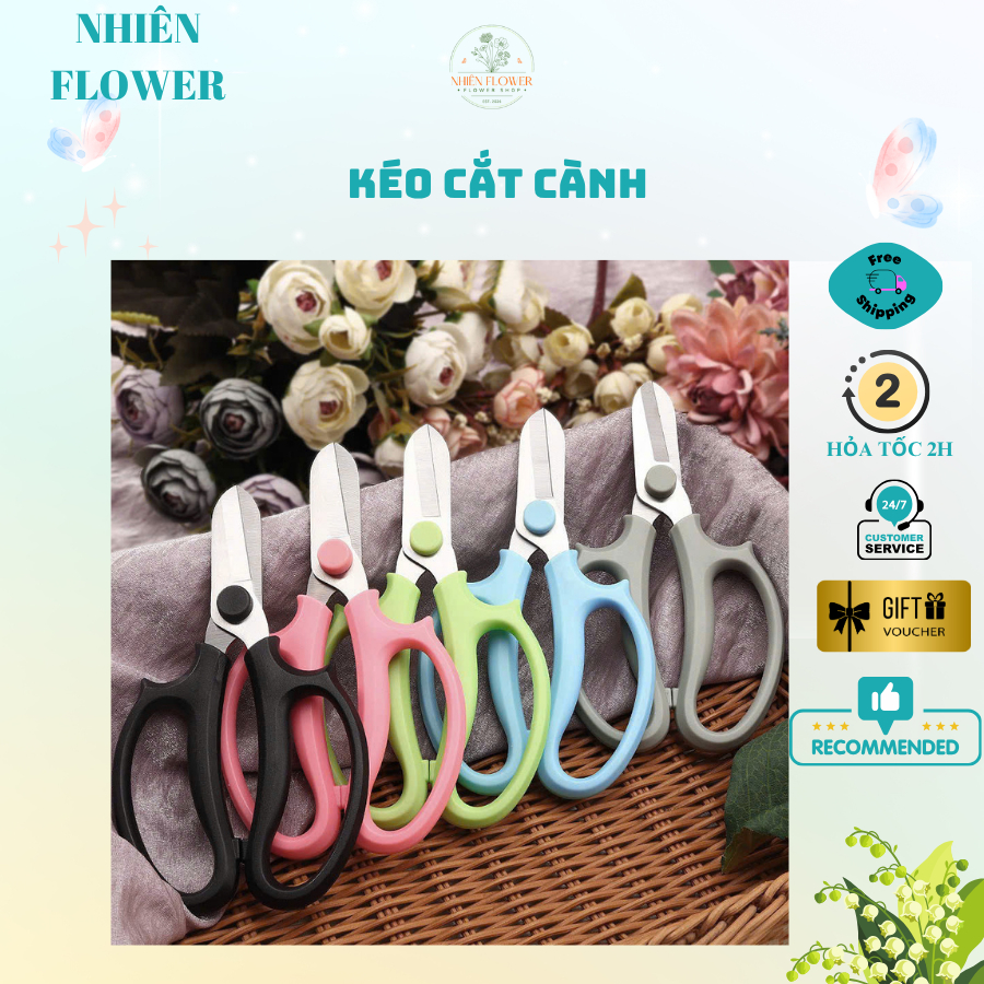 Kéo cắt Cành, Cắt Kẽm Nhung, Thép Không Gỉ- Đặc biết cắt băng keo không bị dính - Hàng cao cấp