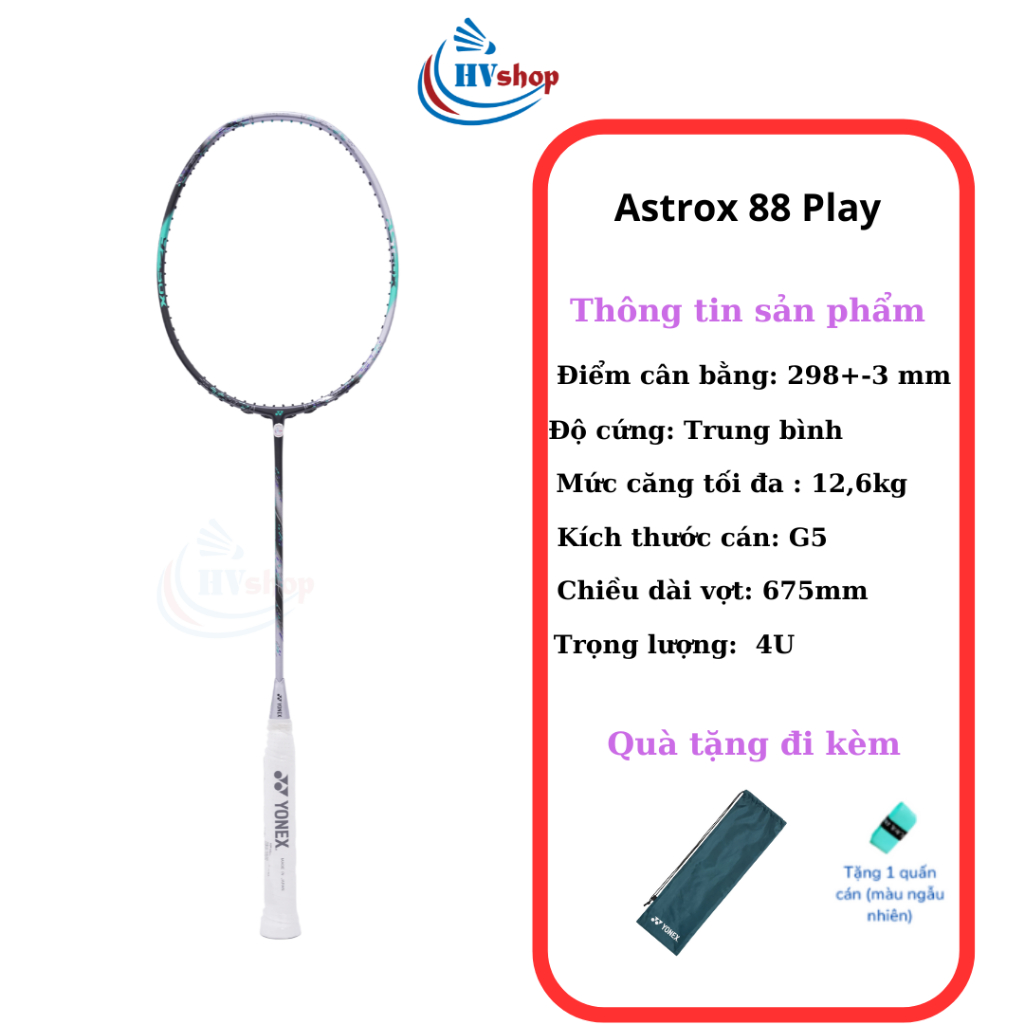 Vợt cầu lông Yonex Astrox 88 Play 2024 chính hãng, KHUNG CHƯA CĂNG, kèm quà tặng - HVShop