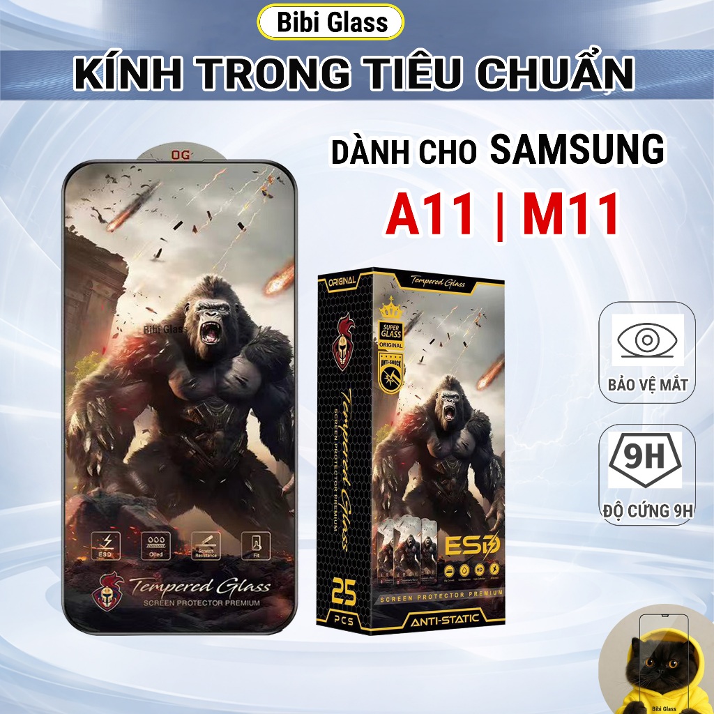 Kính cường lực Samsung A11, M11 cao cấp full màn chống bám vân tay bảo vệ màn hình điện thoại bibi