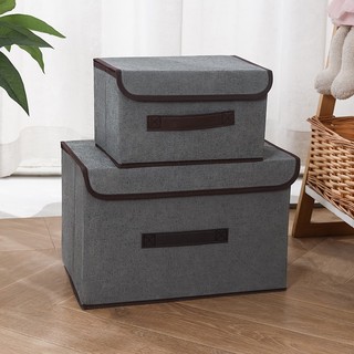 Hộp đựng đồ bằng vải đa năng gấp gọn có nắp đậy cứng cáp dùng đựng quần áo đồ chơi tiện lợi