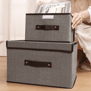 Hộp đựng đồ bằng vải đa năng gấp gọn có nắp đậy cứng cáp dùng đựng quần áo đồ chơi tiện lợi