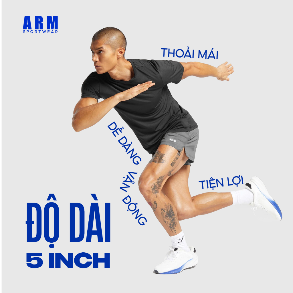 Quần Chạy Bộ Nam ARM Running Daily, Quần Đùi Thể Thao Nam Đa Năng 5 inch Thoáng Khí, Tập gym, Chơi Tenis