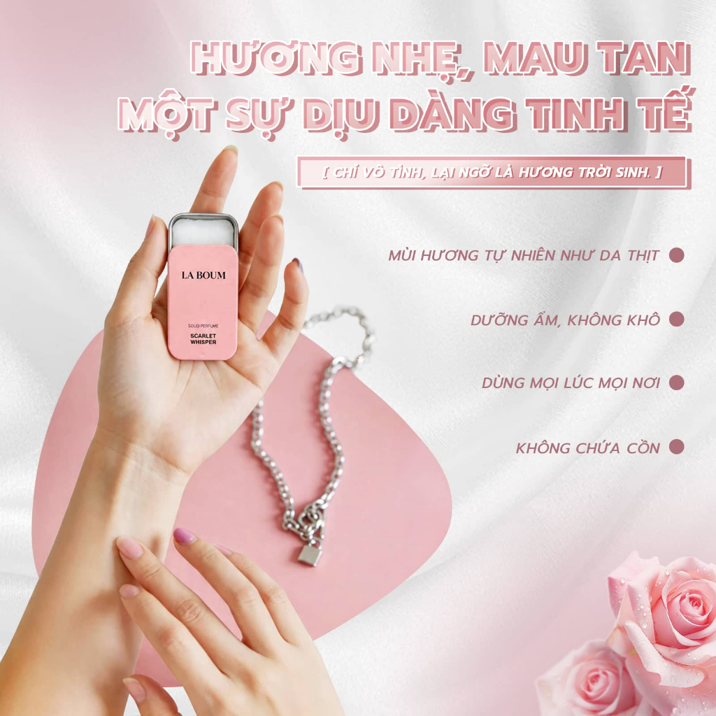 Nước Hoa Khô Dạng Sáp LA BOUM Solid Perfume 10g Hương Thơm Ngọt Ngào, Lâu Trôi - Thiết Kế Nắp Trượt Tiện Lợi