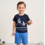 Bộ Cộc Bé Trai Thêu Họa Tiết Thuyền Buồm - Chất Cotton Mồ Hôi, Bé Thoải Mái Vận Động Cả Ngày