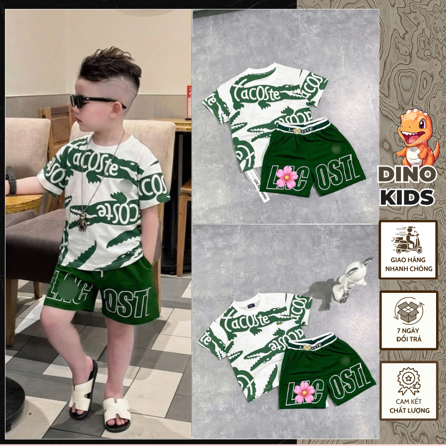 Bộ quần áo ngắn tay họa tiết cá sấu cho bé trai hàng siêu đẹp-Bộ hè cho bé mặc siêu mát in hình hàng cao cấp