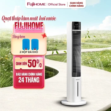 Máy làm mát kèm lọc không khí Nhập Khẩu Fujihome, quạt tháp không cánh điều hoà không khí điều khiển từ xa tặng đá khô
