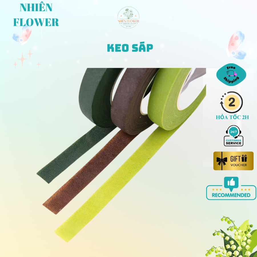 Cuộn Bắng Keo Sáp Quấn Cành Dùng Quấn Cành Hoa Kẽm Nhung, Quấn Cành Hoa Giả, Hoa Sáp