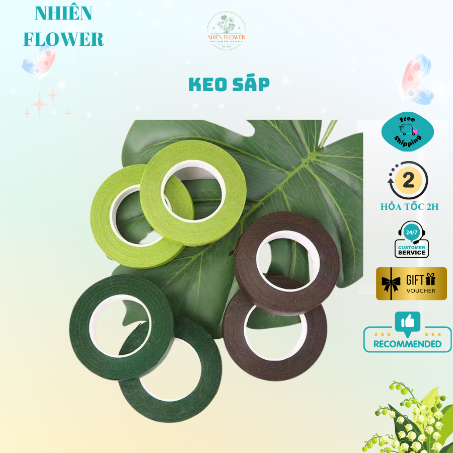 Cuộn Bắng Keo Sáp Quấn Cành Dùng Quấn Cành Hoa Kẽm Nhung, Quấn Cành Hoa Giả, Hoa Sáp