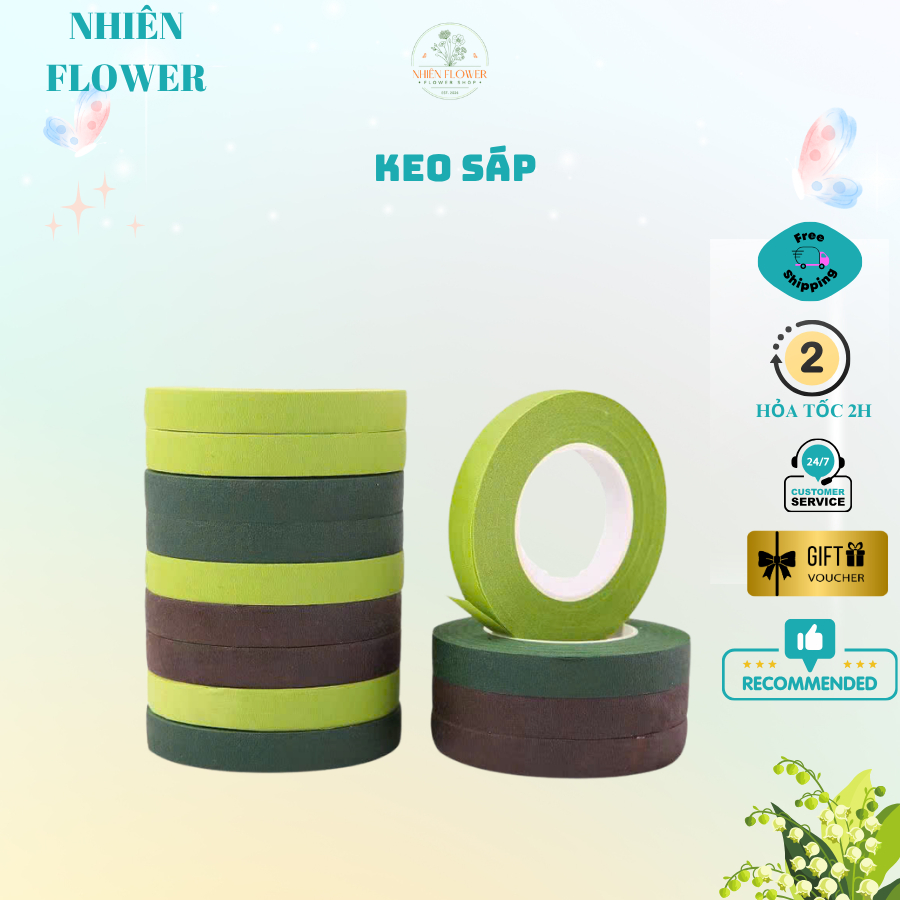 Cuộn Bắng Keo Sáp Quấn Cành Dùng Quấn Cành Hoa Kẽm Nhung, Quấn Cành Hoa Giả, Hoa Sáp