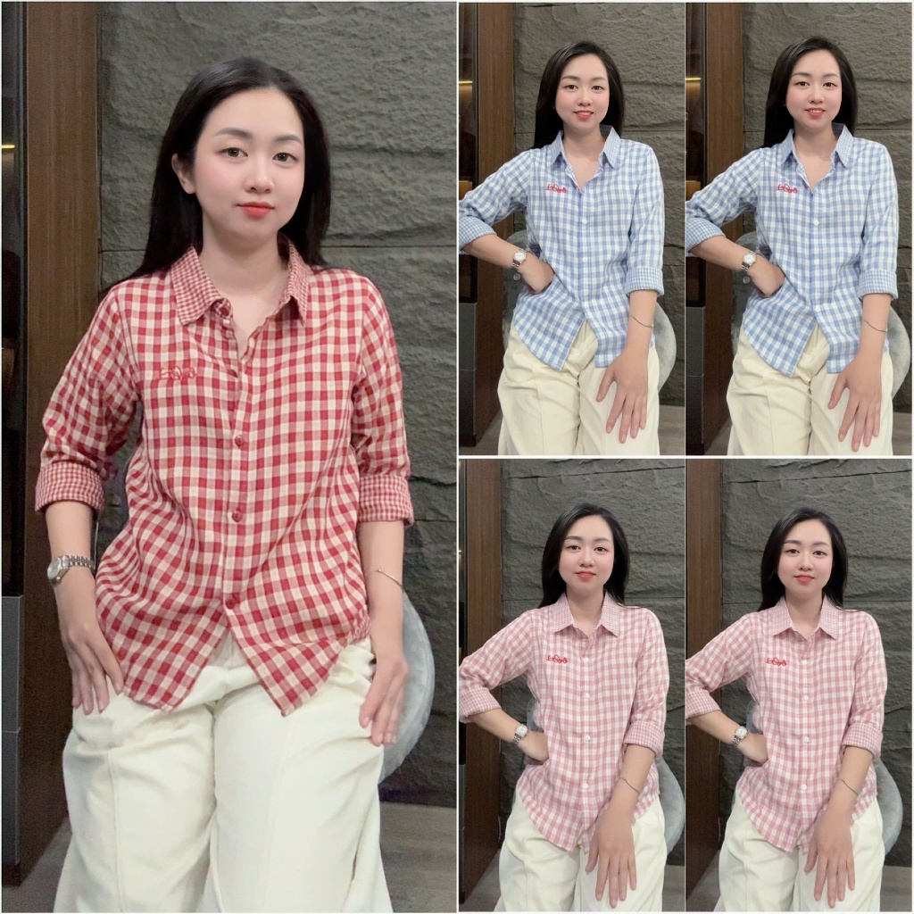 HT30. (FORM VỪA) Áo sơ mi tay dài chất linen kẻ mát, mềm đủ size 40-70kg vừa