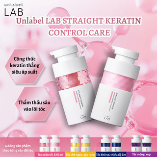 Combo Gội – Xả Keratin Giúp Phục Hồi Tóc Xoăn Rối, Khô Xơ & Hư Tổn Unlabel LAB Nhật Bản 400ml