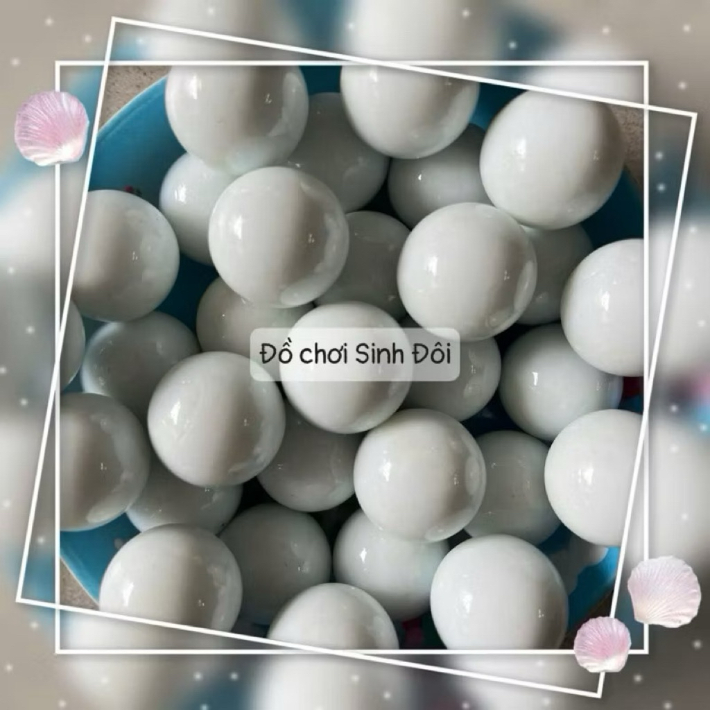 10 viên bi thủy tinh lớn 25mm màu trắng sữa - bi trang trí và sưu tầm