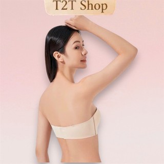 T2T Áo lót nữ su lụa sữa mềm mịn mặc áo váy ôm sát không lộ viền, áo su quây chống tụt đệm mỏng không gọng