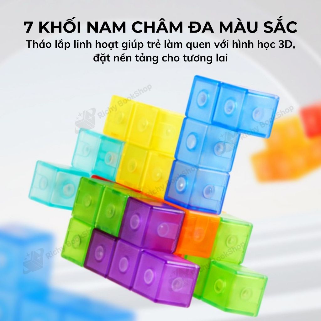 Đồ chơi khối nam châm Mideer, Mô hình lắp ráp từ tính Magnetic Cube Building Blocks