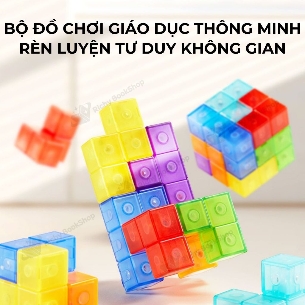 Đồ chơi khối nam châm Mideer, Mô hình lắp ráp từ tính Magnetic Cube Building Blocks