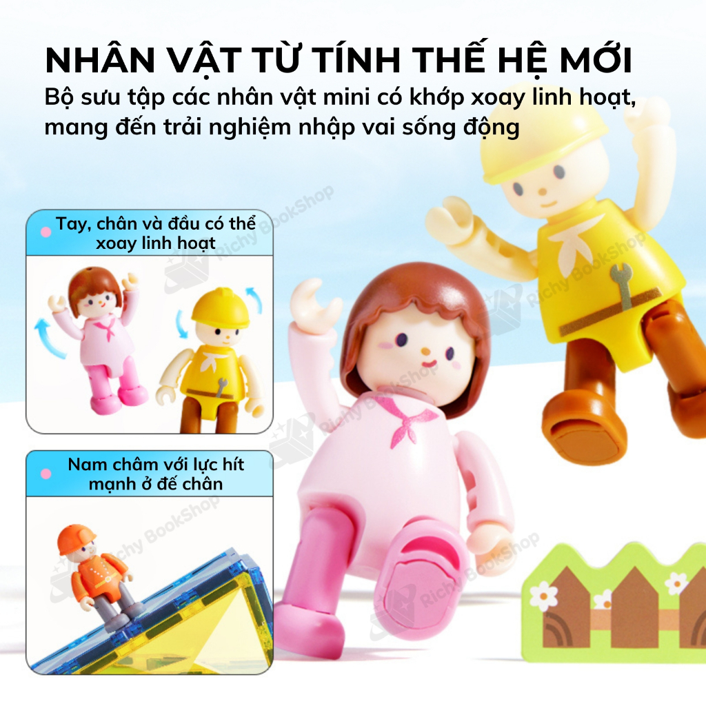 Bộ Xếp Hình Nam Châm Mideer Magnetic Tiles 32-33 Chi Tiết - Đồ chơi lắp ráp sáng tạo Lâu Đài & Công Trình cho bé