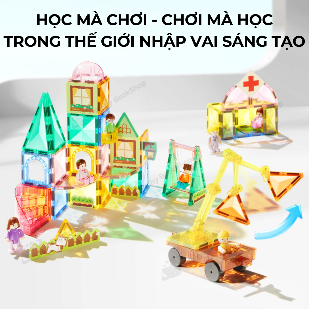 Bộ Xếp Hình Nam Châm Mideer Magnetic Tiles 32-33 Chi Tiết - Đồ chơi lắp ráp sáng tạo Lâu Đài & Công Trình cho bé