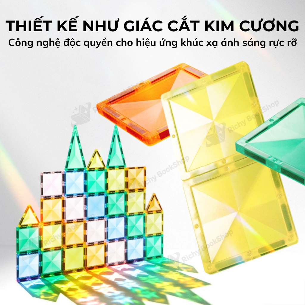 Bộ Xếp Hình Nam Châm Mideer Magnetic Tiles 32-33 Chi Tiết - Đồ chơi lắp ráp sáng tạo Lâu Đài & Công Trình cho bé
