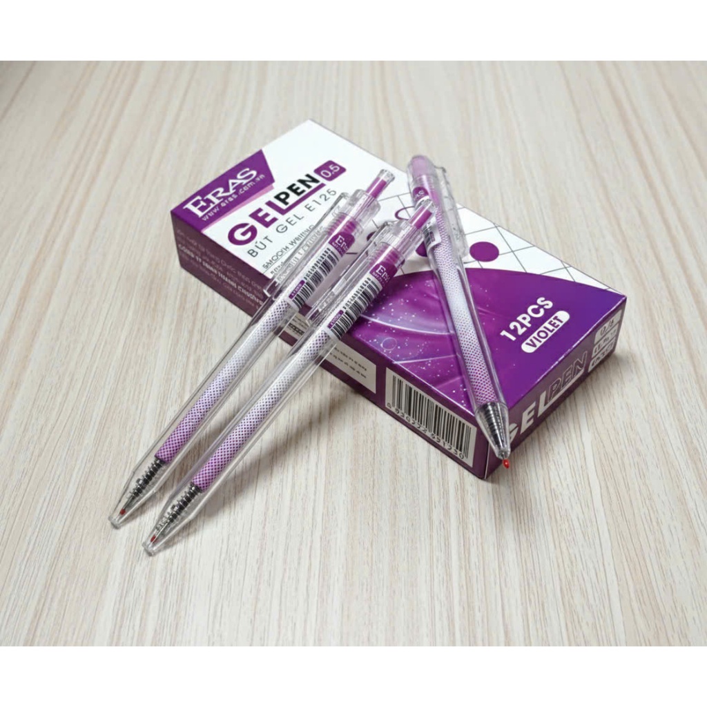 Bút Gel bấm Ngòi 0.5mm Eras E125 (Xanh/Đen/Tím)