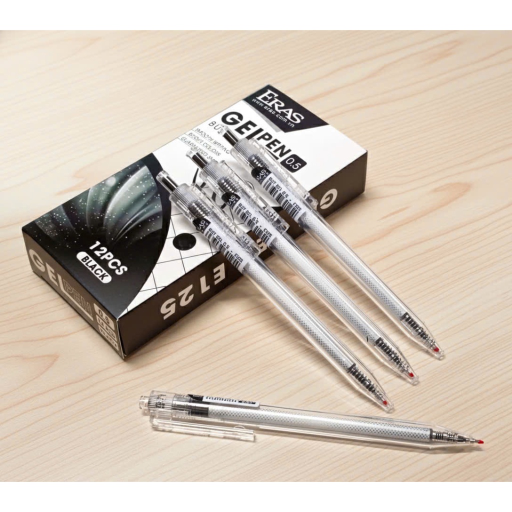 Bút Gel bấm Ngòi 0.5mm Eras E125 (Xanh/Đen/Tím)