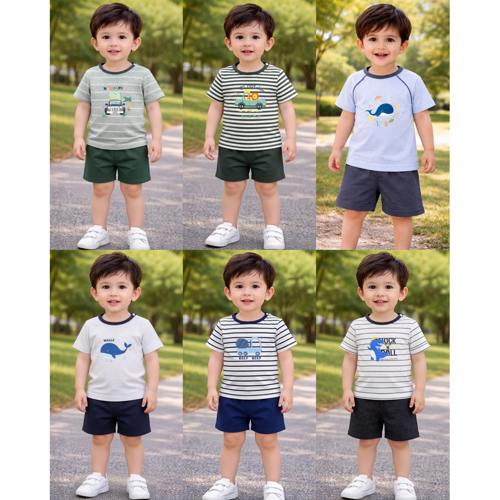 Bộ quần áo cộc tay hãng JINRO chất modal petit cho bé từ 9 tháng đến 4 tuổi