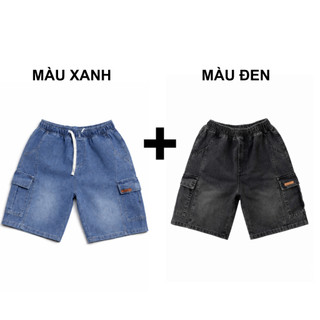 Quần Short Jean Nam 45-80Kg Ống Rộng Túi Hộp Wash Đen Co Giãn Nhẹ Năng Động | J90