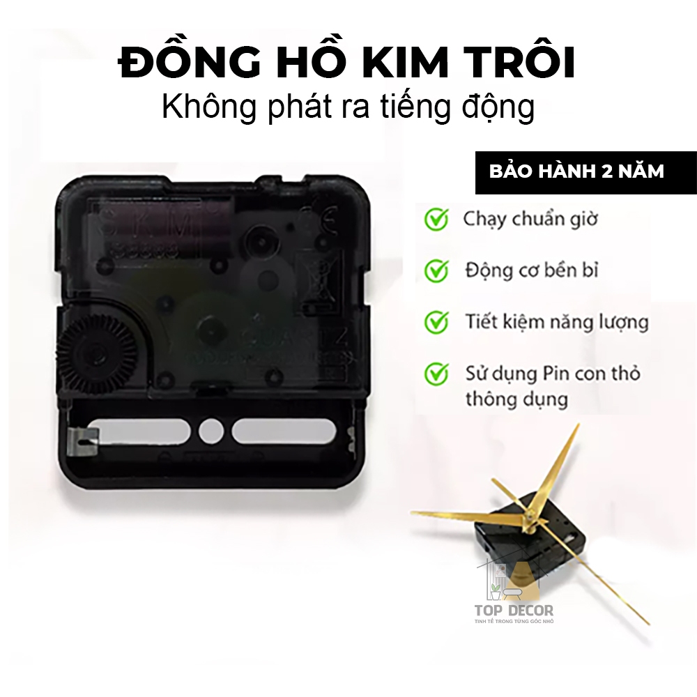Đồng Hồ Treo Tường Kim Trôi Tráng Gương 5D, - Tranh Treo Phòng khách, Tranh Treo phòng ngủ, Tranh tráng gương cao cấp