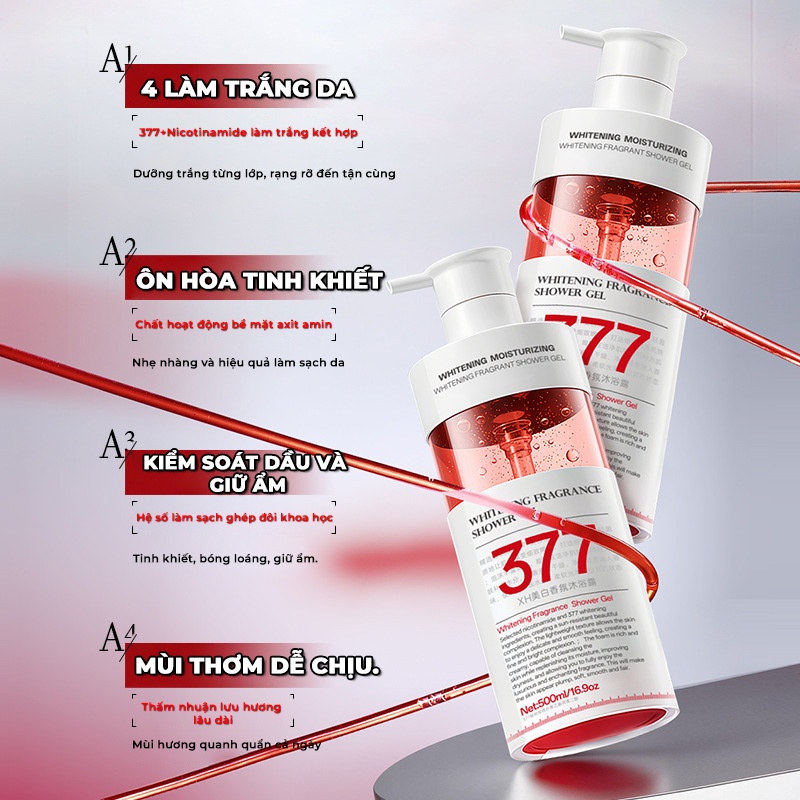【HOT】Sữa Tắm Trắng Da 377 Niacinamide 500ml Dưỡng Ẩm Thơm Lâu Sạch Sâu