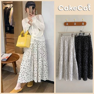 Chân Váy Dài Hoa Nhí Xếp Tầng Vải Xốp Lưng Chun Dáng Chữ A  CV2400 Vintage Đi Biển - Cakecat